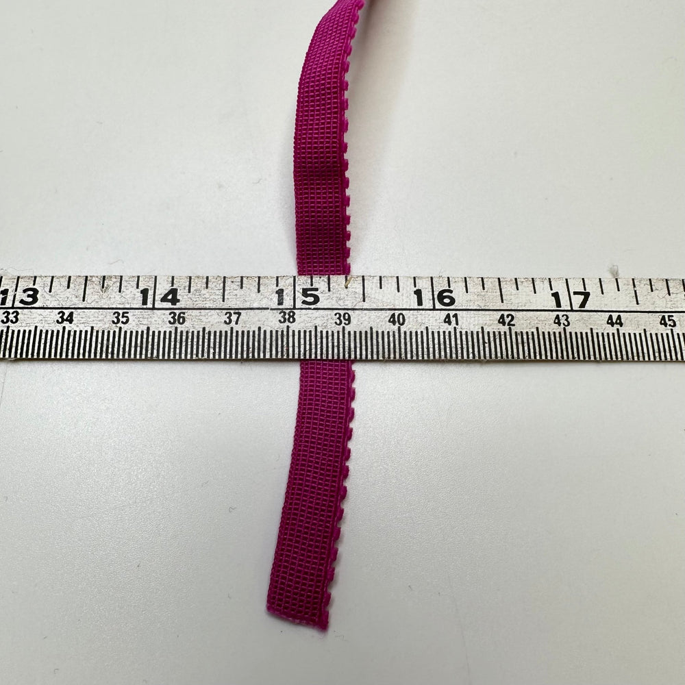 ⅜" Plush-Back Scalloped Edge Elastic - Dark Pink - 1.9M Bundle - True Deadstock supplies Fabric by private - Sustainable Textile | FABCYCLE