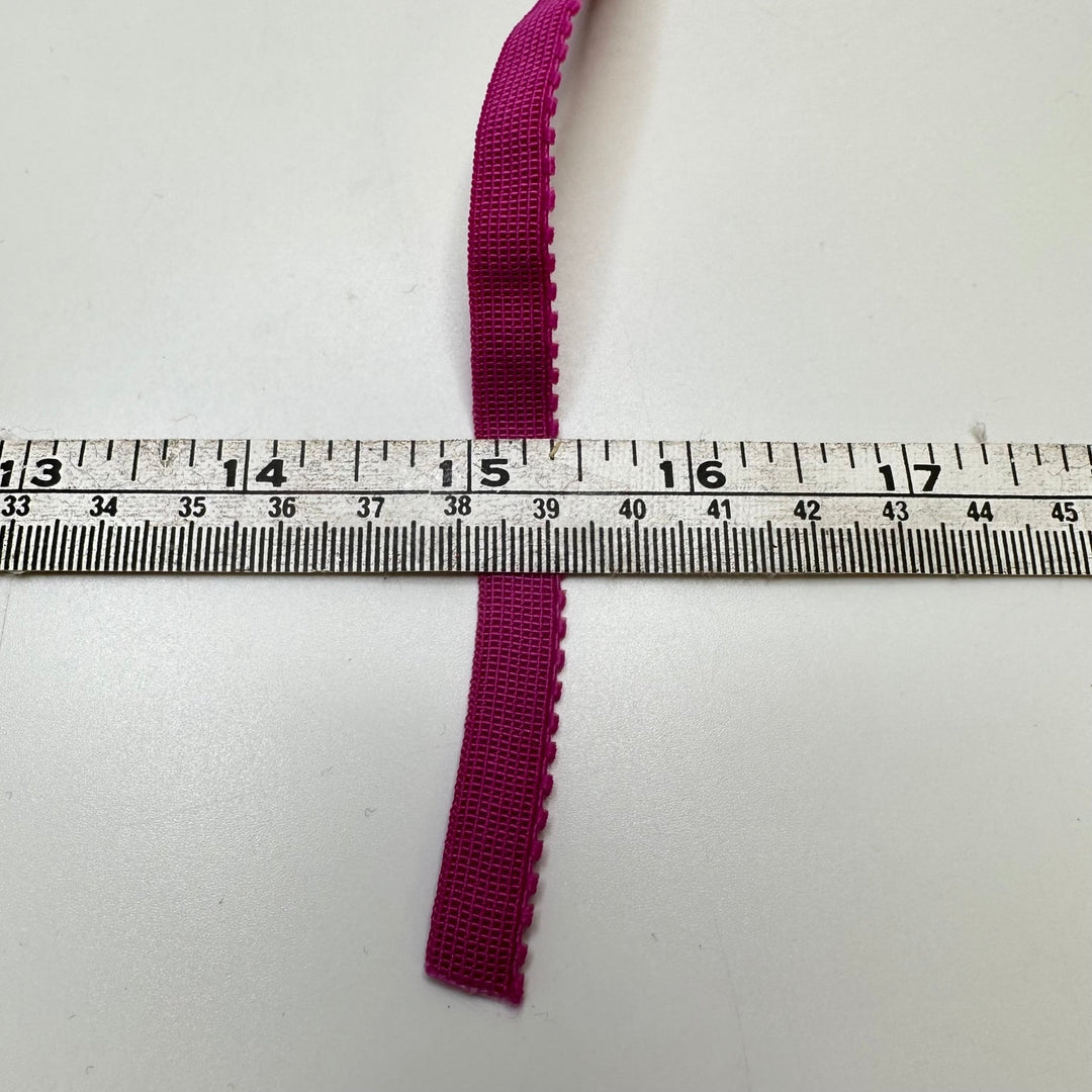 ⅜" Plush-Back Scalloped Edge Elastic - Dark Pink - 1.9M Bundle - True Deadstock supplies Fabric by private - Sustainable Textile | FABCYCLE