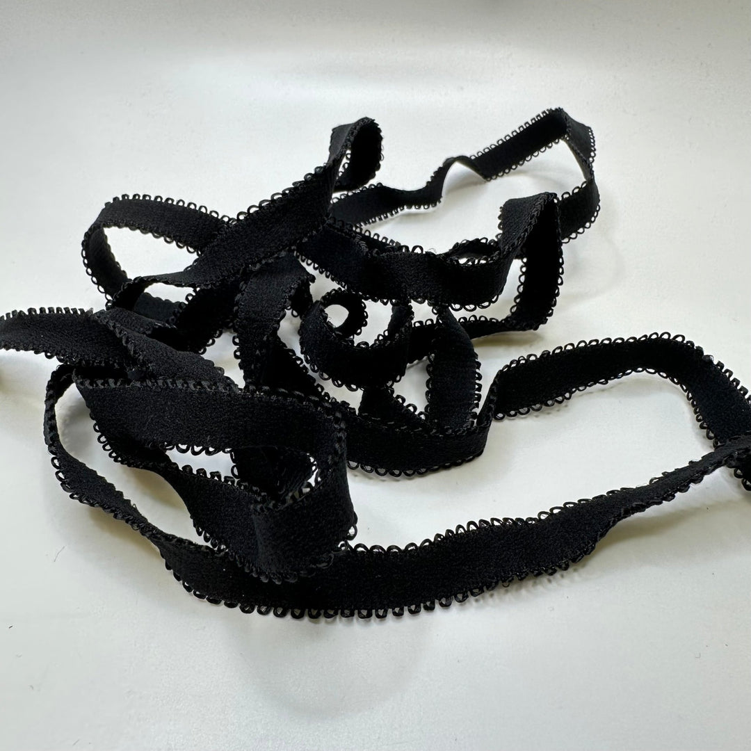 ½" Plush-Back Scalloped Elastic - Black - 1.9M Bundle - True Deadstock supplies Fabric by private - Sustainable Textile | FABCYCLE