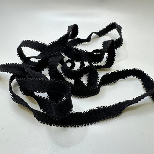 ½" Plush-Back Scalloped Elastic - Black - 1.9M Bundle - True Deadstock supplies Fabric by private - Sustainable Textile | FABCYCLE