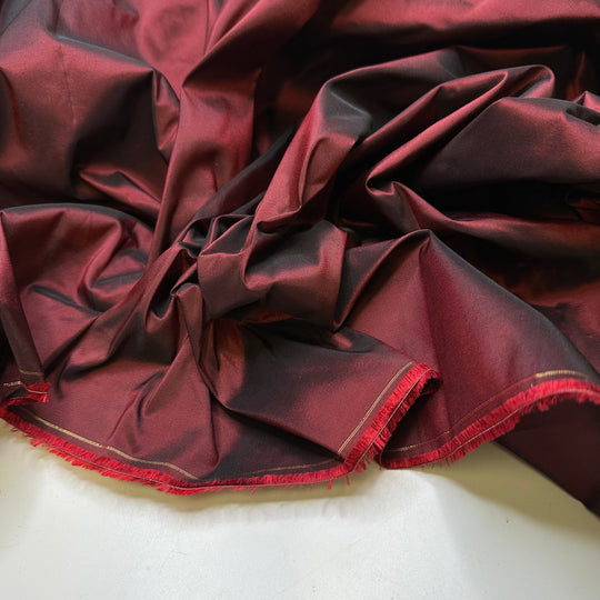 Poinsettia - Silk Woven - Burgundy - 4M Bundle - True Deadstock fabric Fabric by private - Sustainable Textile | FABCYCLE
