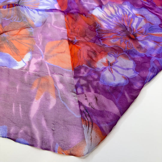 Poinsettias For The Table - Chiffon Silk Woven - Purple Multi Floral - 1.5M Bundle - True Deadstock fabric Fabric by private - Sustainable Textile | FABCYCLE