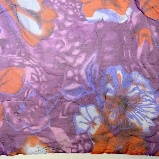Poinsettias For The Table - Chiffon Silk Woven - Purple Multi Floral - 1.5M Bundle - True Deadstock fabric Fabric by private - Sustainable Textile | FABCYCLE