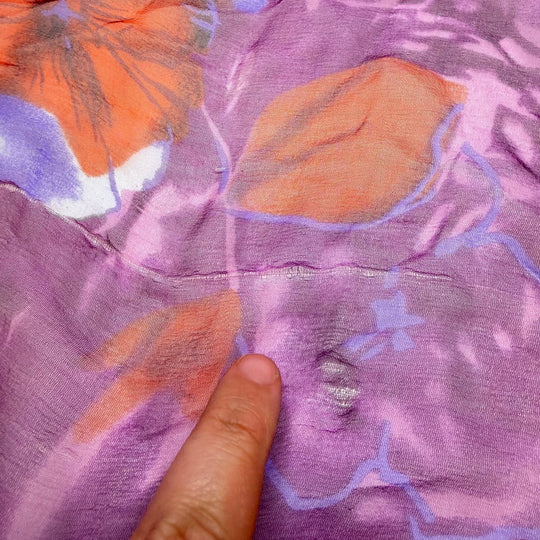 Poinsettias For The Table - Chiffon Silk Woven - Purple Multi Floral - 1.5M Bundle - True Deadstock fabric Fabric by private - Sustainable Textile | FABCYCLE