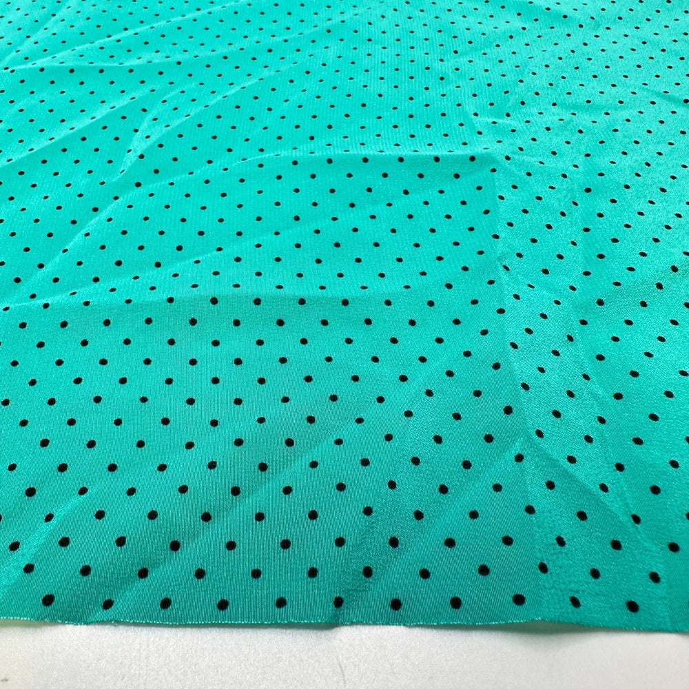 Pointillism - Silk Woven - Black/Teal Polka Dots - 1.05M Bundle - True Deadstock fabric Fabric by private - Sustainable Textile | FABCYCLE