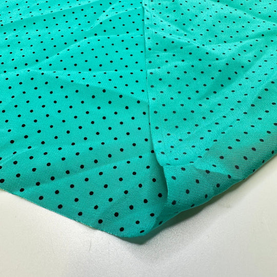 Pointillism - Silk Woven - Black/Teal Polka Dots - 1.05M Bundle - True Deadstock fabric Fabric by private - Sustainable Textile | FABCYCLE