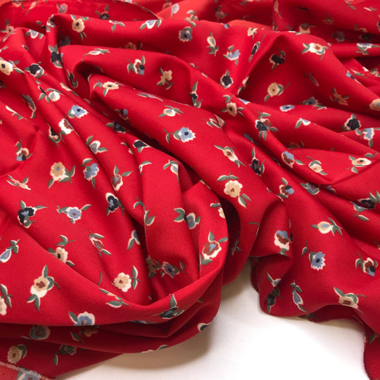 Polaroid - Poly Woven - Red Multi Floral - 2.8M Bundle - True Deadstock fabric Fabric by private - Sustainable Textile | FABCYCLE