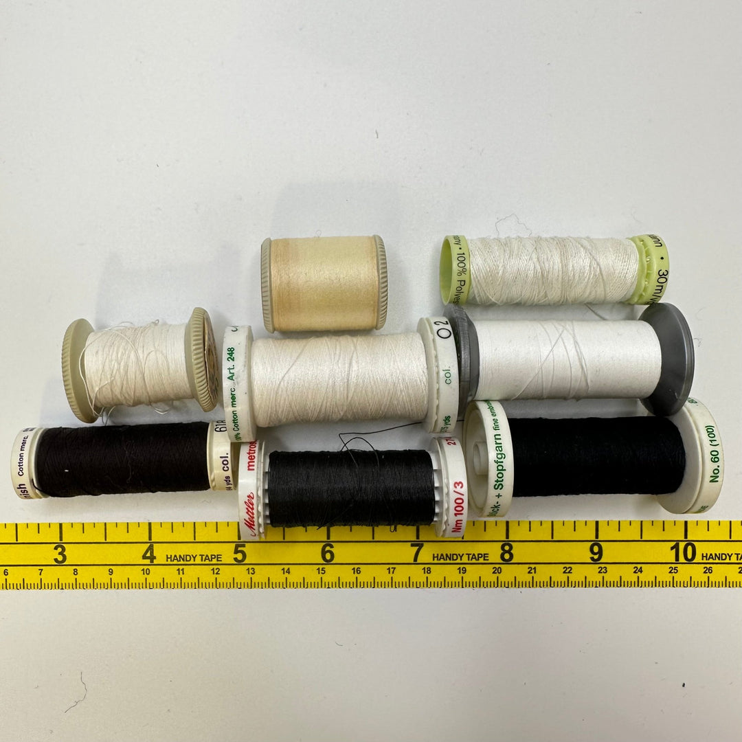 Poly And Cotton All Purpose Thread - Black/White - 8 Pack - True Deadstock supplies Fabric by private - Sustainable Textile | FABCYCLE