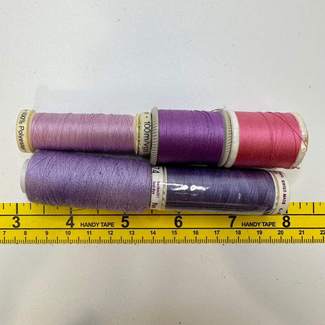 Poly And Cotton All Purpose Thread - Pink/Purple - 5 Pack - True Deadstock supplies Fabric by private - Sustainable Textile | FABCYCLE