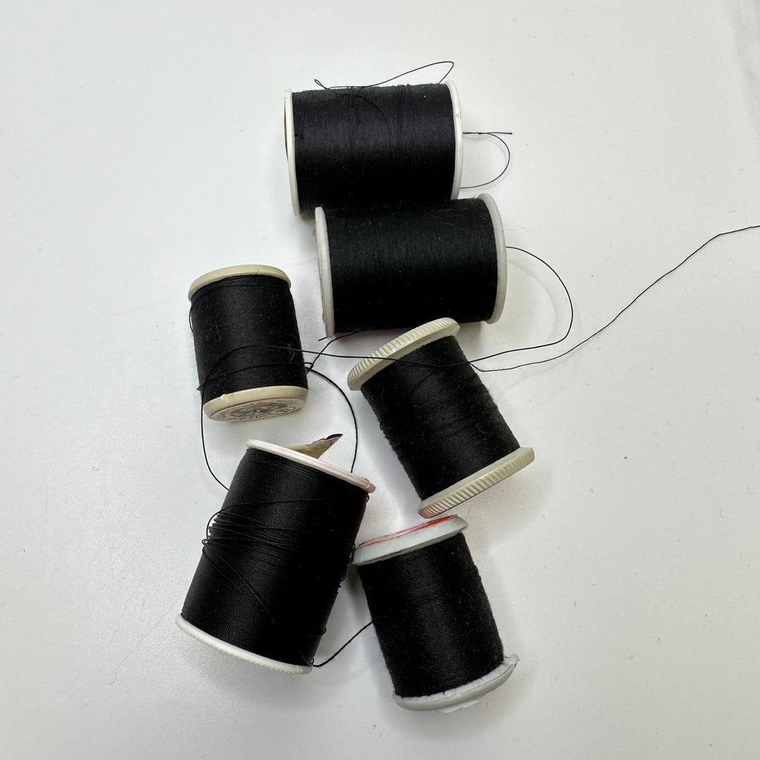 Poly/Cotton Blend All Purpose Thread - Black - 6 Pack - True Deadstock supplies Fabric by private - Sustainable Textile | FABCYCLE