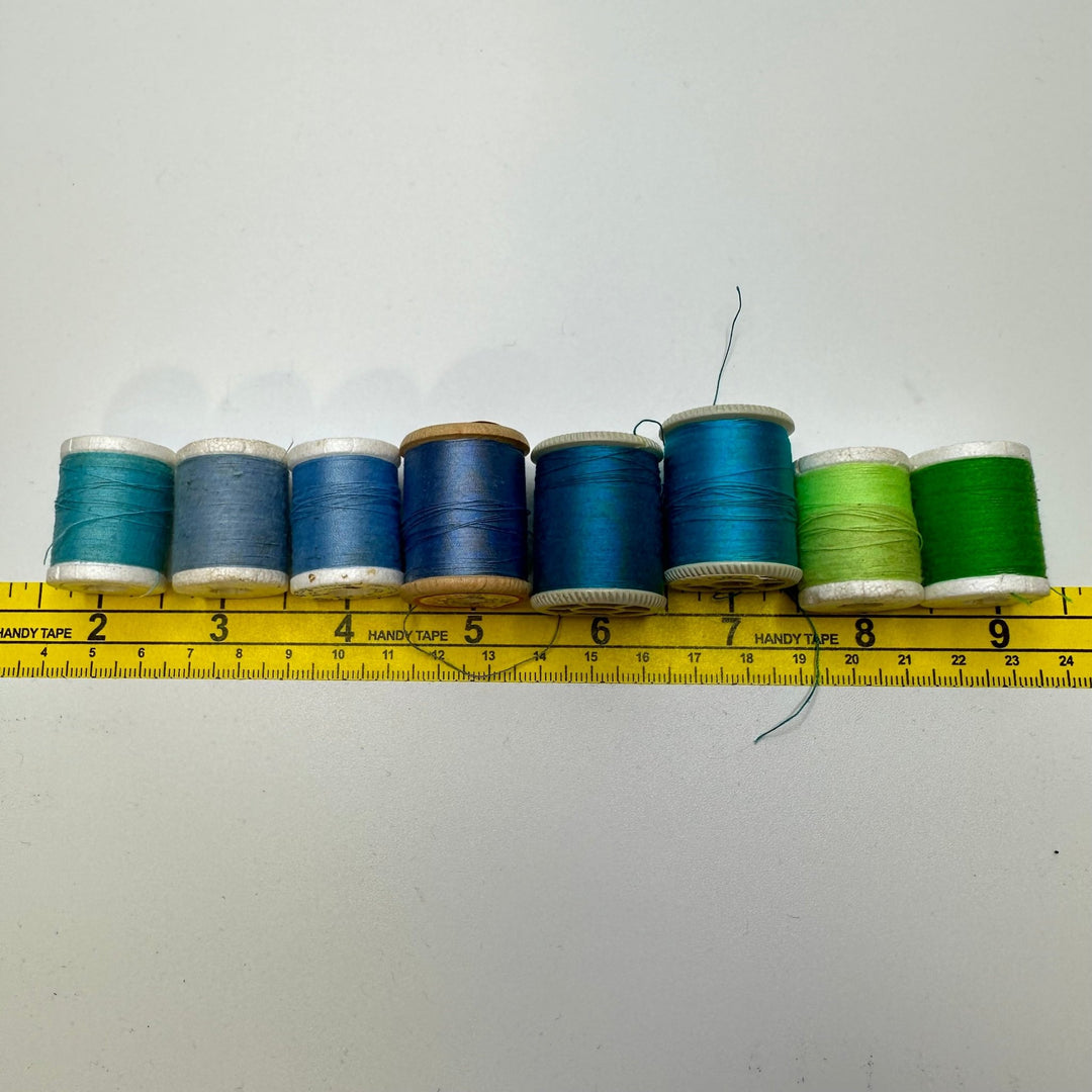 Poly/Cotton Blend All Purpose Thread - Blue/Green - 8 Pack - True Deadstock supplies Fabric by private - Sustainable Textile | FABCYCLE