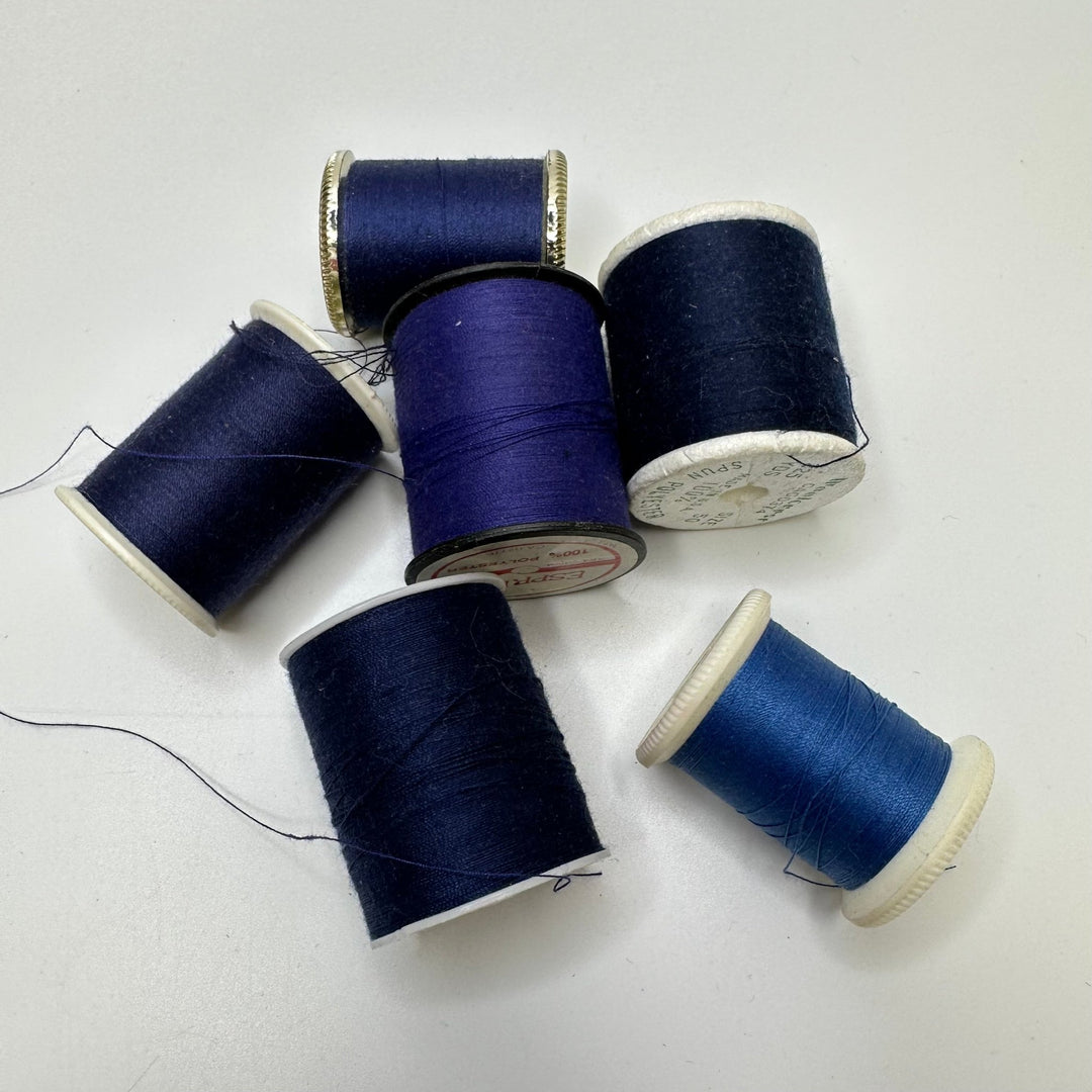 Poly/Cotton Blend All Purpose Thread - Blue/Navy - 6 Pack - True Deadstock supplies Fabric by private - Sustainable Textile | FABCYCLE