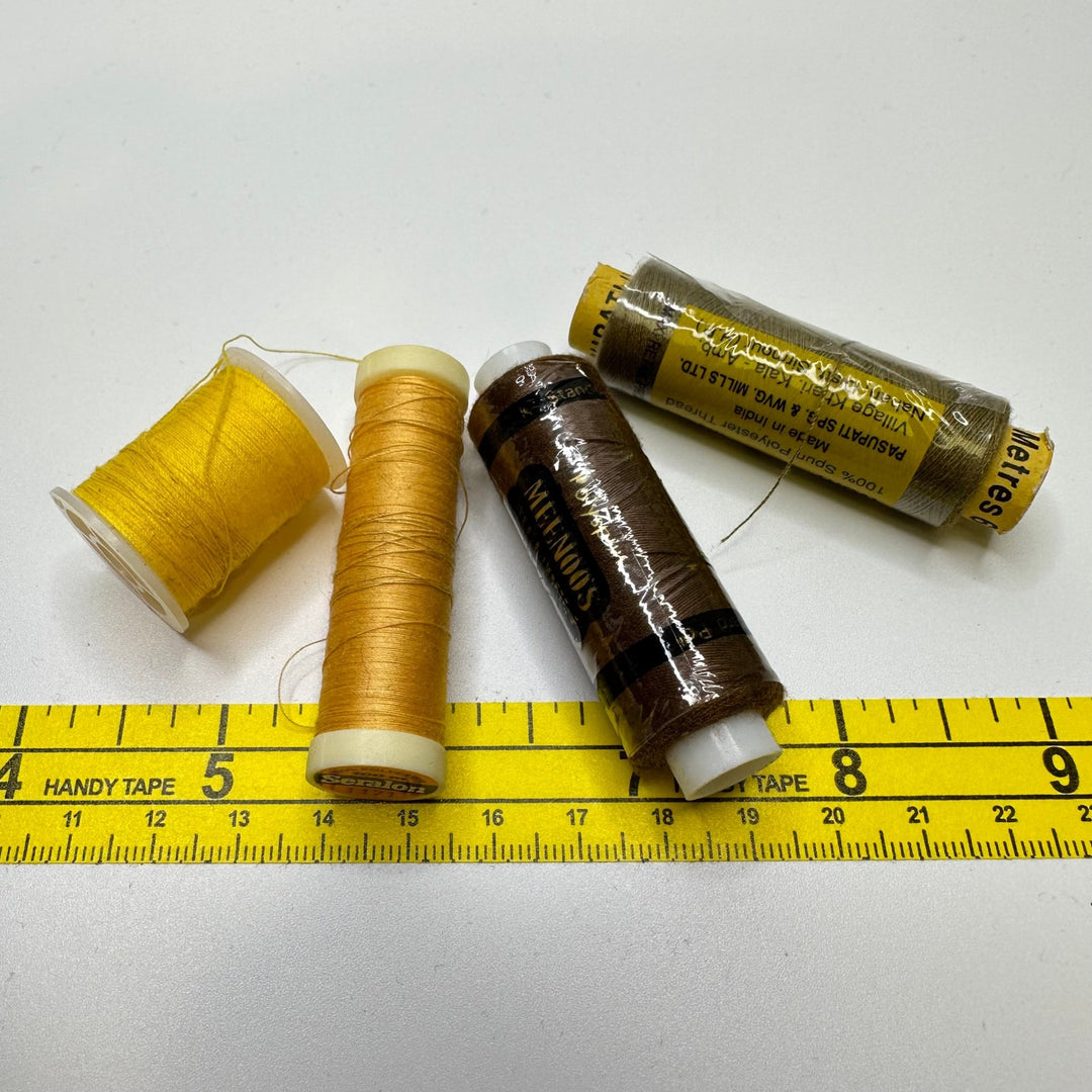 Poly/Cotton Blend All Purpose Thread - Brown/Yellow - 4 Pack - True Deadstock supplies Fabric by private - Sustainable Textile | FABCYCLE