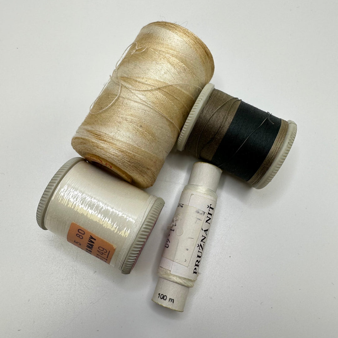 Poly/Cotton Blend All Purpose Thread - Cream/Black - 4 Pack - True Deadstock supplies Fabric by private - Sustainable Textile | FABCYCLE