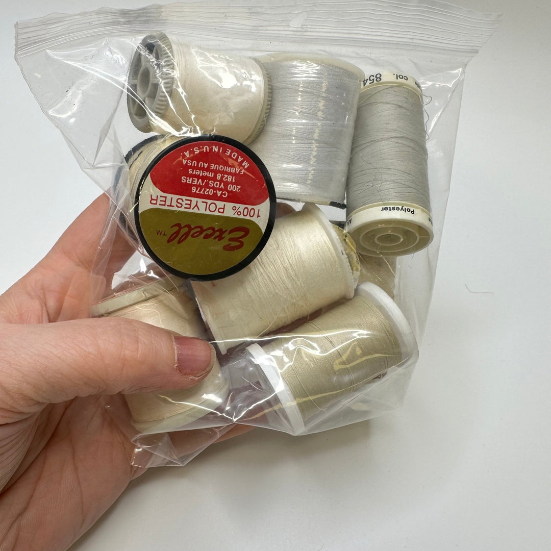 Poly/Cotton Blend All Purpose Thread - Cream/White - 8 Pack - True Deadstock supplies Fabric by private - Sustainable Textile | FABCYCLE