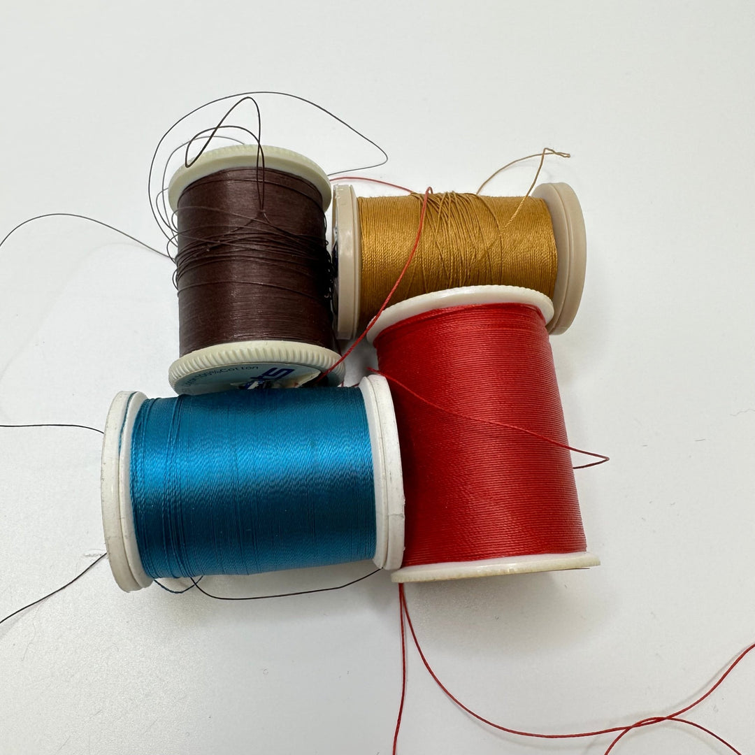 Poly/Cotton Blend Topstitching Thread - Brown Teal Red Beige - 4 Pack - True Deadstock supplies Fabric by private - Sustainable Textile | FABCYCLE