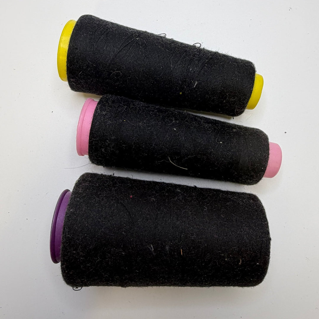 Polyester All Purpose Thread - Black - 3 Pack - True Deadstock supplies Fabric by private - Sustainable Textile | FABCYCLE