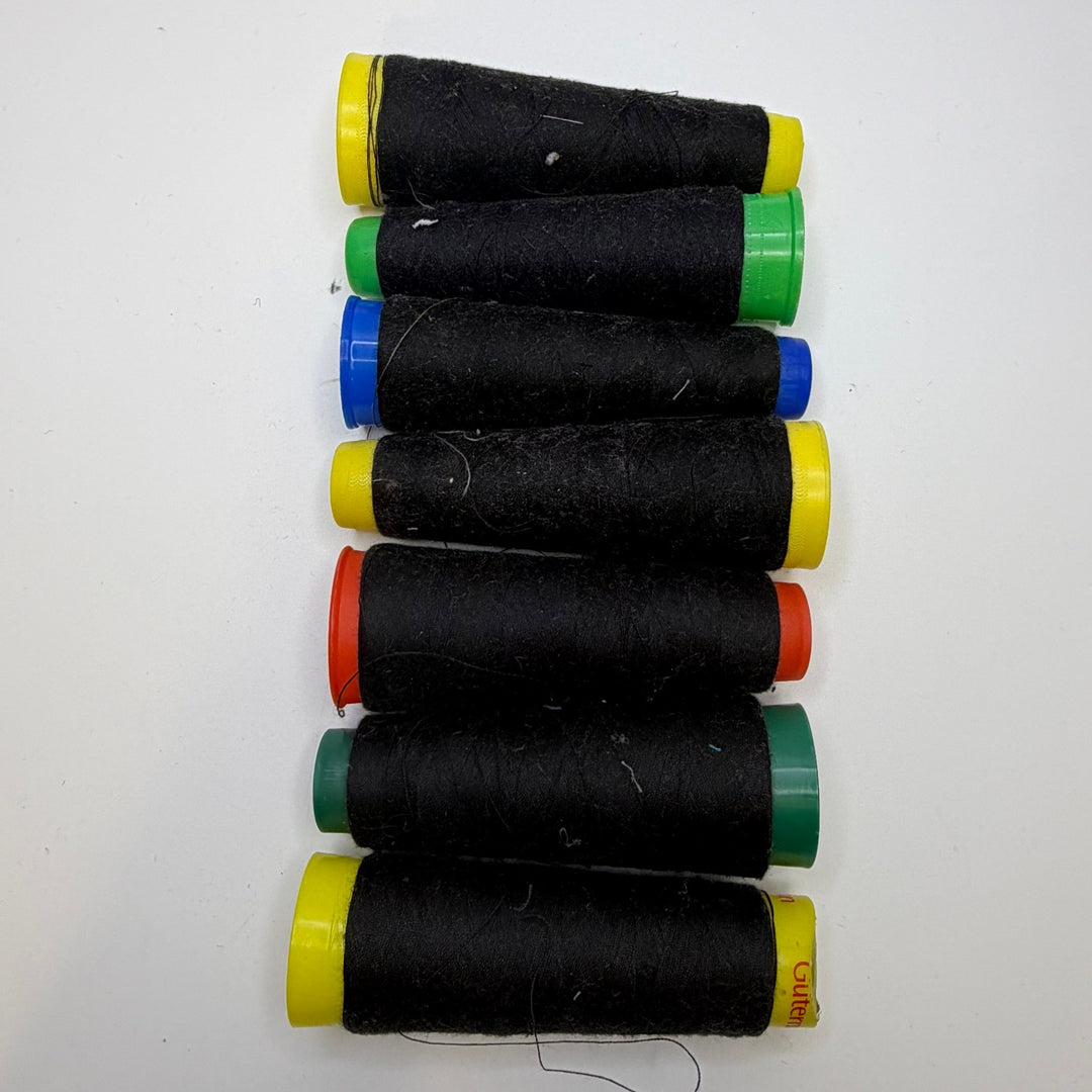 Polyester All Purpose Thread - Black - 7 Pack - True Deadstock supplies Fabric by private - Sustainable Textile | FABCYCLE
