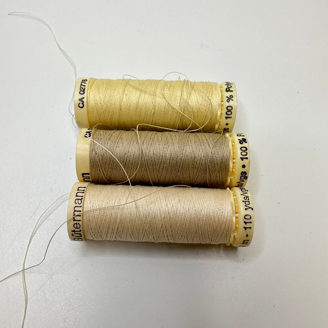 Polyester All Purpose Thread - Cream/Beige - 3 Pack - True Deadstock supplies Fabric by private - Sustainable Textile | FABCYCLE