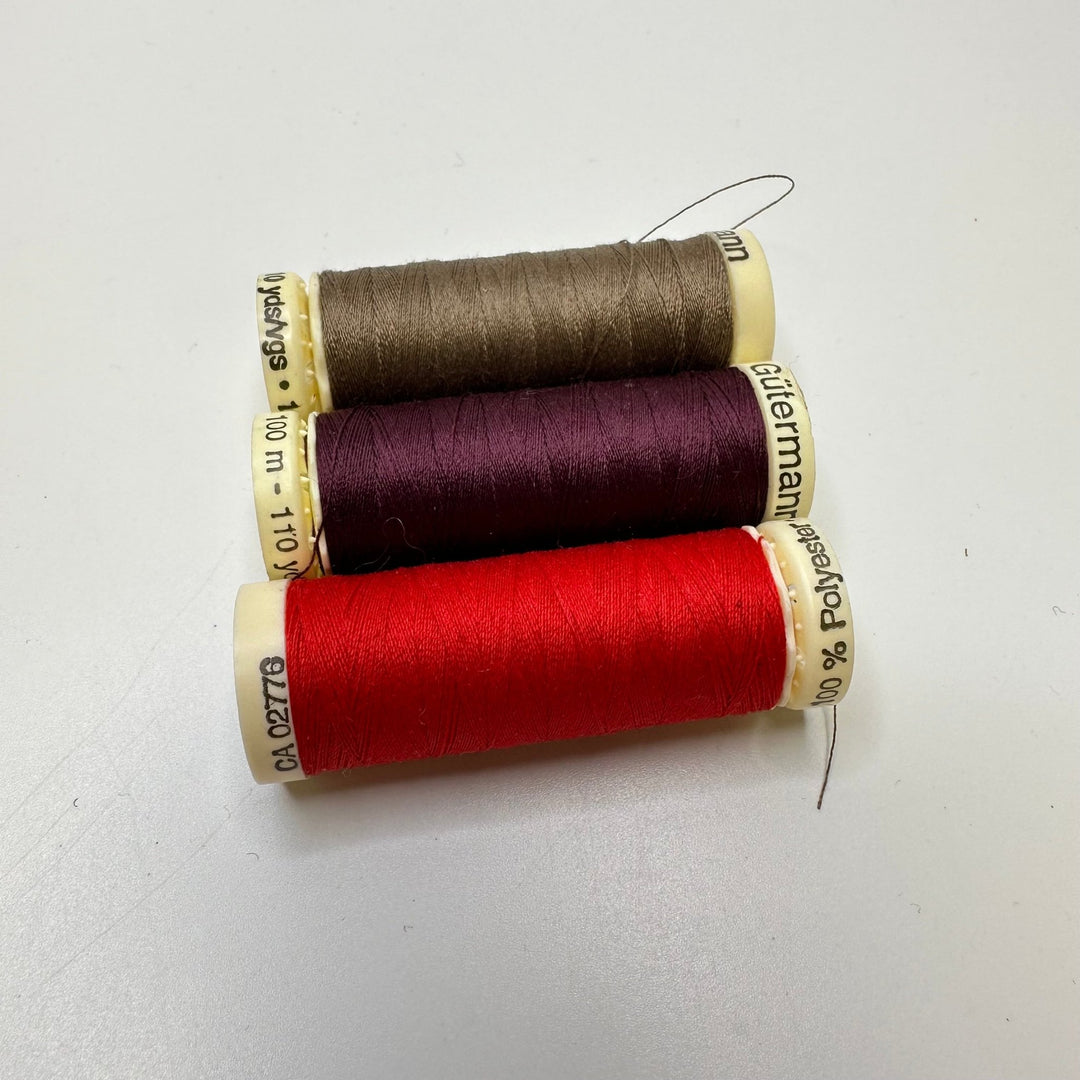 Polyester All Purpose Thread - Gutterman Burgundy Red Brown - 3 Pack - True Deadstock supplies Fabric by private - Sustainable Textile | FABCYCLE