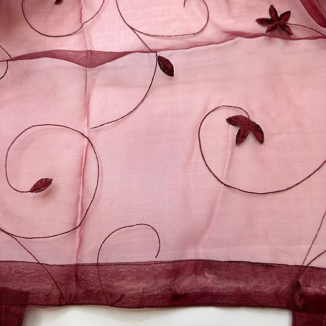 Pomegranate Everywhere - Organza Poly Woven - Burgundy Floral - 2.35M Bundle - True Deadstock fabric Fabric by private - Sustainable Textile | FABCYCLE