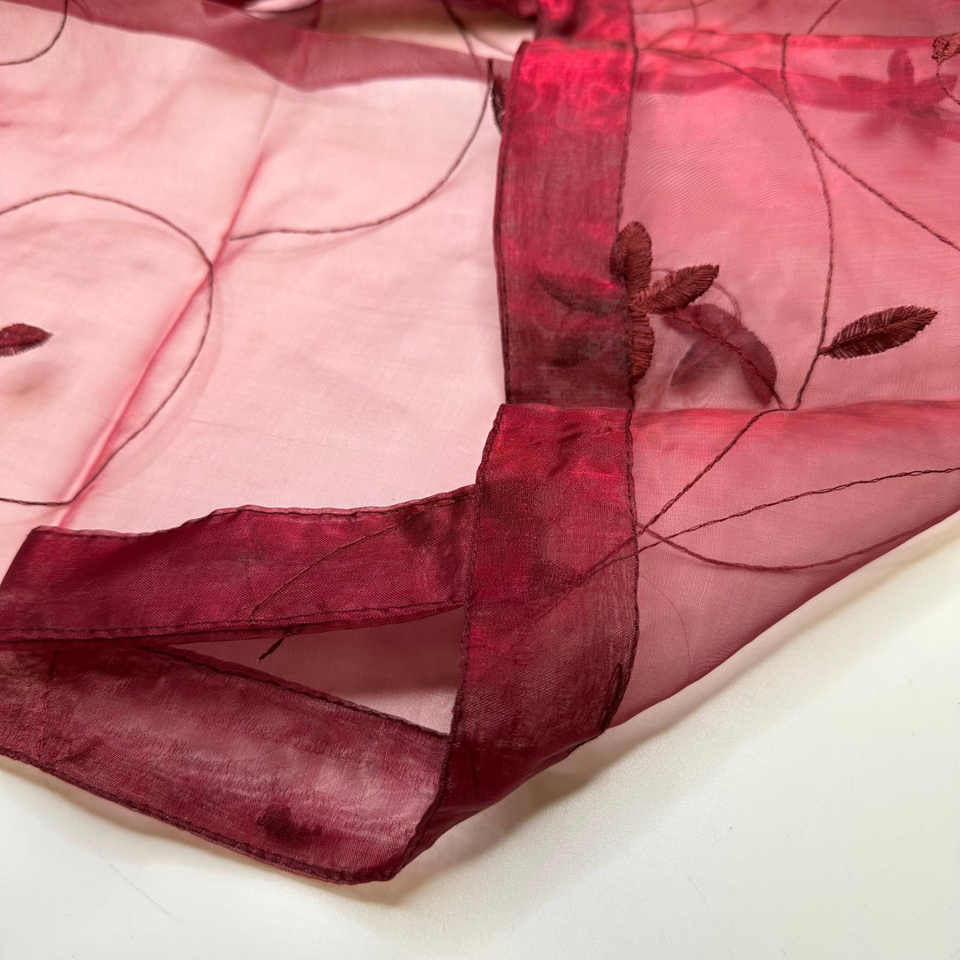 Pomegranate Everywhere - Organza Poly Woven - Burgundy Floral - 2.35M Bundle - True Deadstock fabric Fabric by private - Sustainable Textile | FABCYCLE