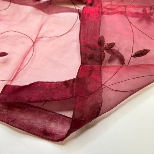Pomegranate Everywhere - Organza Poly Woven - Burgundy Floral - 2.35M Bundle - True Deadstock fabric Fabric by private - Sustainable Textile | FABCYCLE