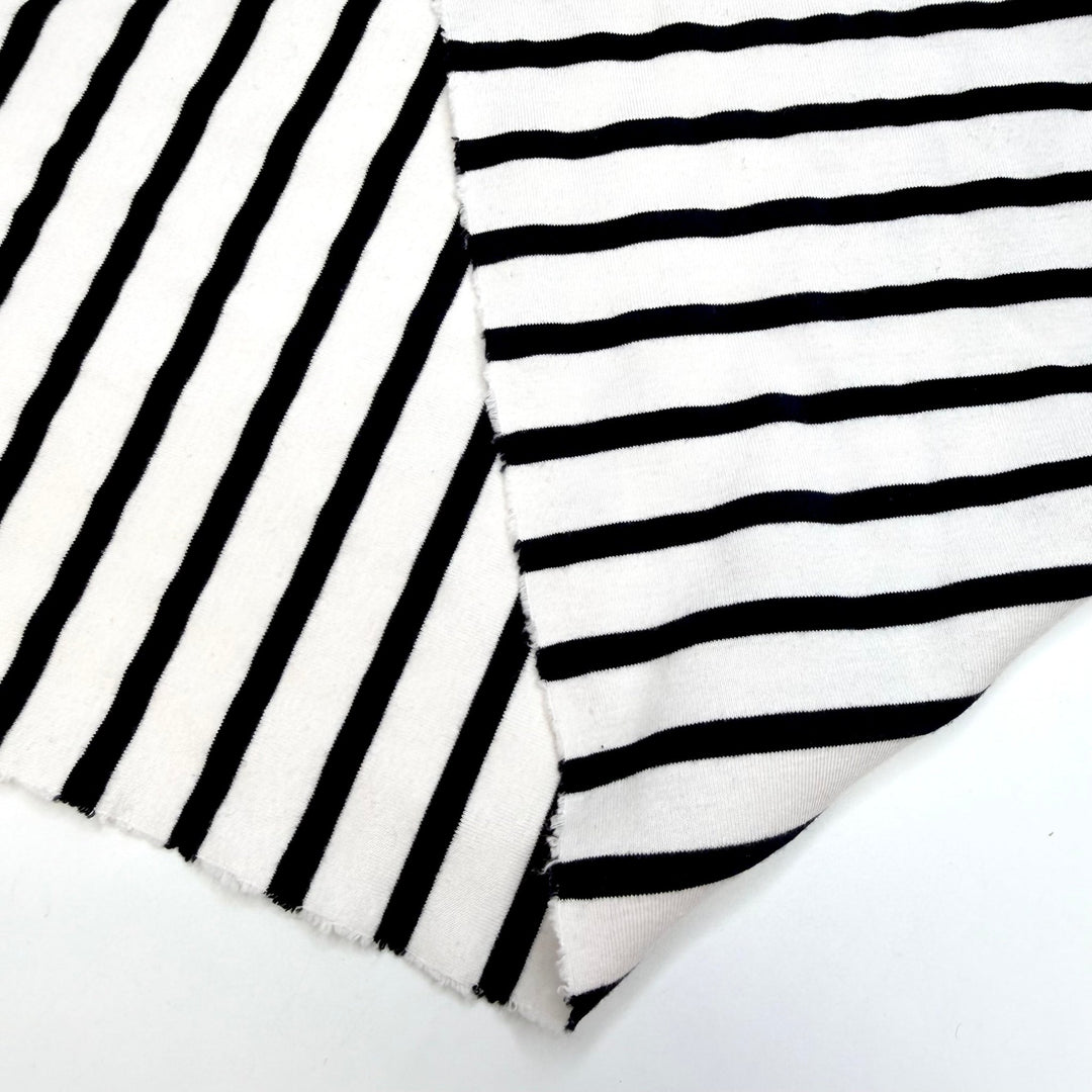 Pool Lounge Chair - Rib Knit Cotton Blend Knit - Black/White Stripes - 1.9M Bundle - True Deadstock fabric Fabric by private - Sustainable Textile | FABCYCLE