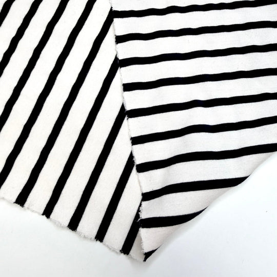 Pool Lounge Chair - Rib Knit Cotton Blend Knit - Black/White Stripes - 1.9M Bundle - True Deadstock fabric Fabric by private - Sustainable Textile | FABCYCLE