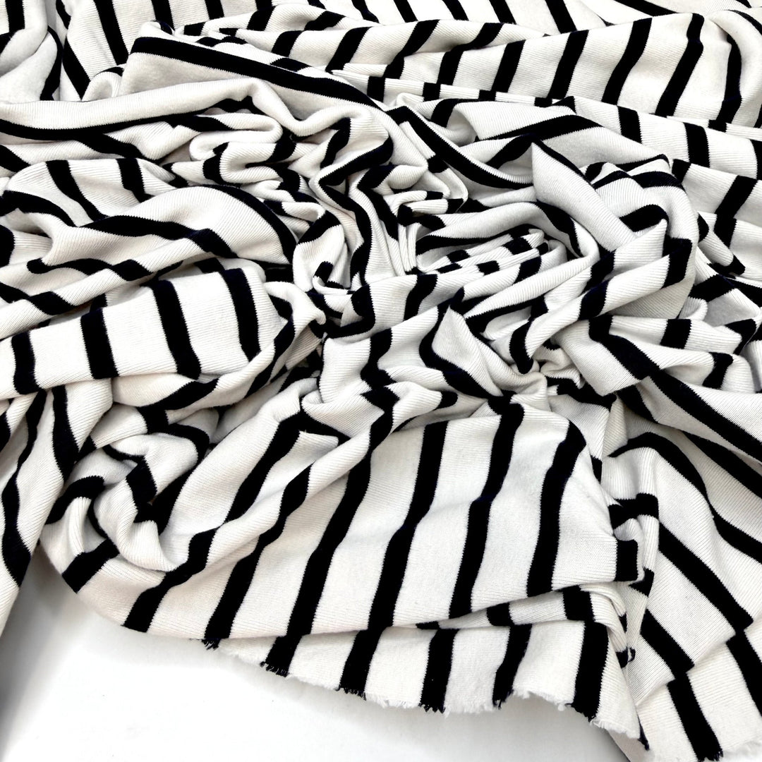 Pool Lounge Chair - Rib Knit Cotton Blend Knit - Black/White Stripes - 1.9M Bundle - True Deadstock fabric Fabric by private - Sustainable Textile | FABCYCLE
