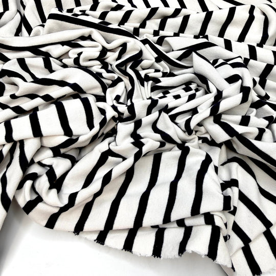Pool Lounge Chair - Rib Knit Cotton Blend Knit - Black/White Stripes - 1.9M Bundle - True Deadstock fabric Fabric by private - Sustainable Textile | FABCYCLE