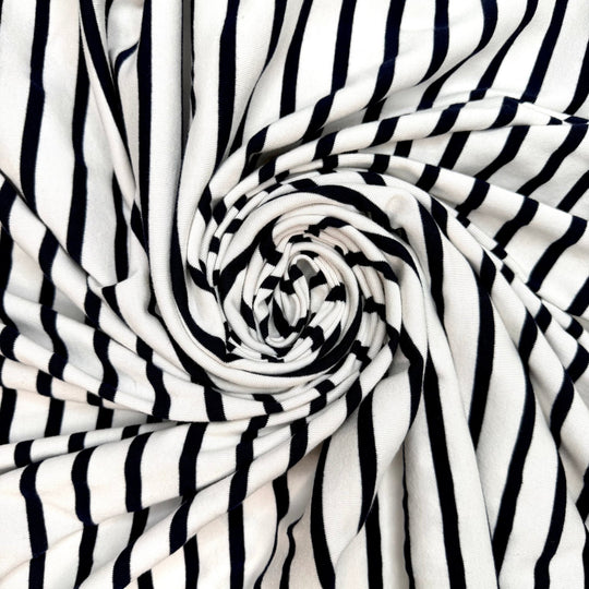 Pool Lounge Chair - Rib Knit Cotton Blend Knit - Black/White Stripes - 1.9M Bundle - True Deadstock fabric Fabric by private - Sustainable Textile | FABCYCLE