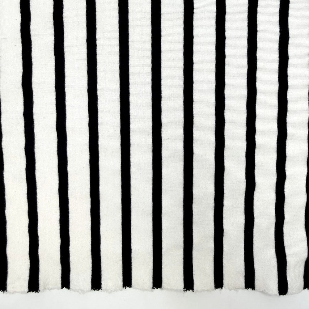 Pool Lounge Chair - Rib Knit Cotton Blend Knit - Black/White Stripes - 1.9M Bundle - True Deadstock fabric Fabric by private - Sustainable Textile | FABCYCLE