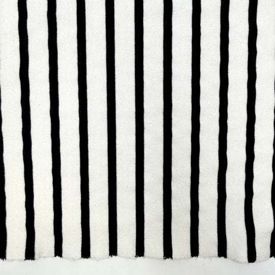 Pool Lounge Chair - Rib Knit Cotton Blend Knit - Black/White Stripes - 1.9M Bundle - True Deadstock fabric Fabric by private - Sustainable Textile | FABCYCLE