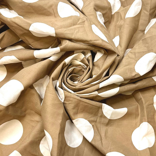 Pools In The Sand - Cotton Blend Woven - Light White/Beige Polka Dots - 1.1M Bundle - True Deadstock fabric Fabric by private - Sustainable Textile | FABCYCLE