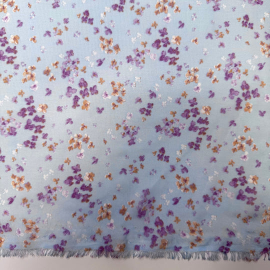 Posing For A Family Portrait - Chiffon Polyester Blend Woven - Light Blue Multi Floral - Bundles - True Deadstock fabric Fabric by private - Sustainable Textile | FABCYCLE