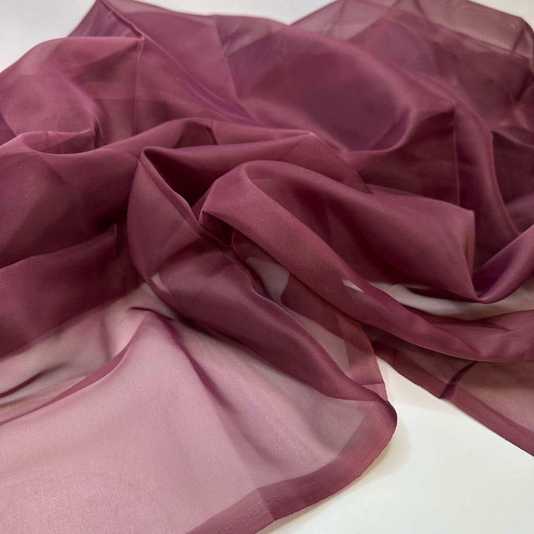 Pour The Port - Organza Poly Woven - Burgundy - 1.95M Bundle - True Deadstock fabric Fabric by private - Sustainable Textile | FABCYCLE