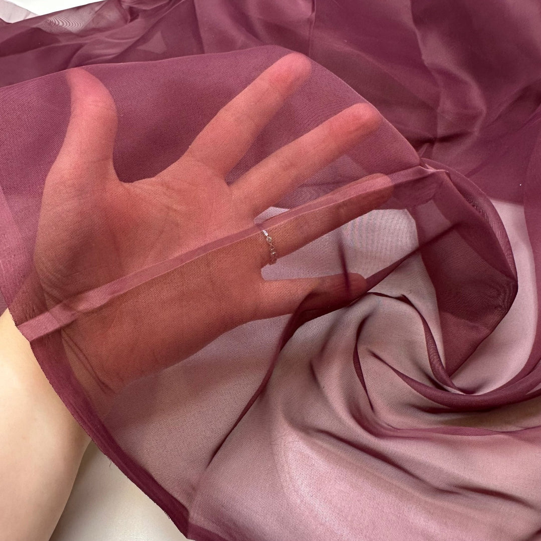 Pour The Port - Organza Poly Woven - Burgundy - 1.95M Bundle - True Deadstock fabric Fabric by private - Sustainable Textile | FABCYCLE