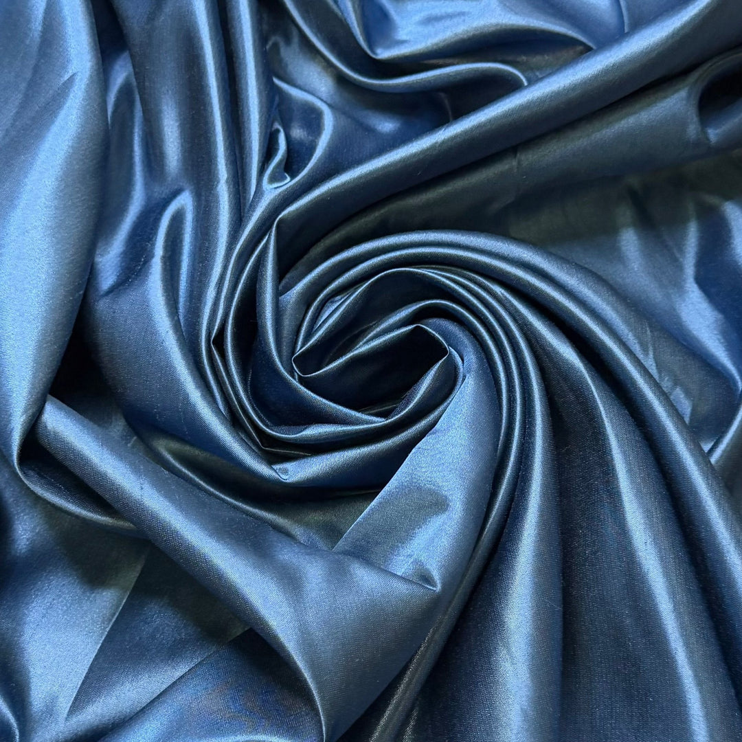 Pouring Drinks - Satin Polyester Blend Woven - Light Navy - 1.85M Bundle - True Deadstock fabric Fabric by private - Sustainable Textile | FABCYCLE