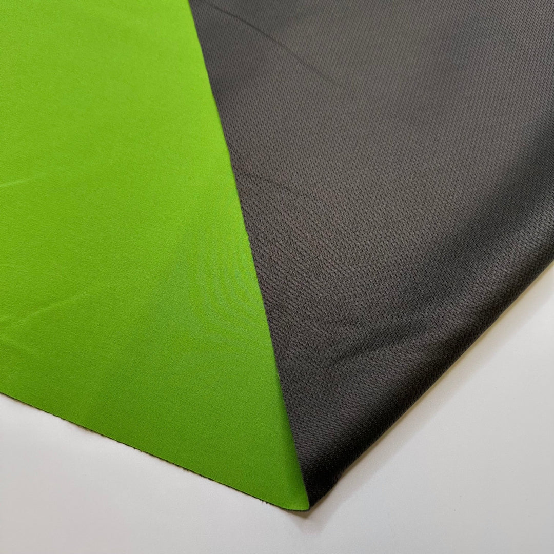Practically A Dinosaur - Water Resistant Soft Shell Polyester Blend Knit - Green/Grey - 1M Bundle - True Deadstock fabric Fabric by private - Sustainable Textile | FABCYCLE