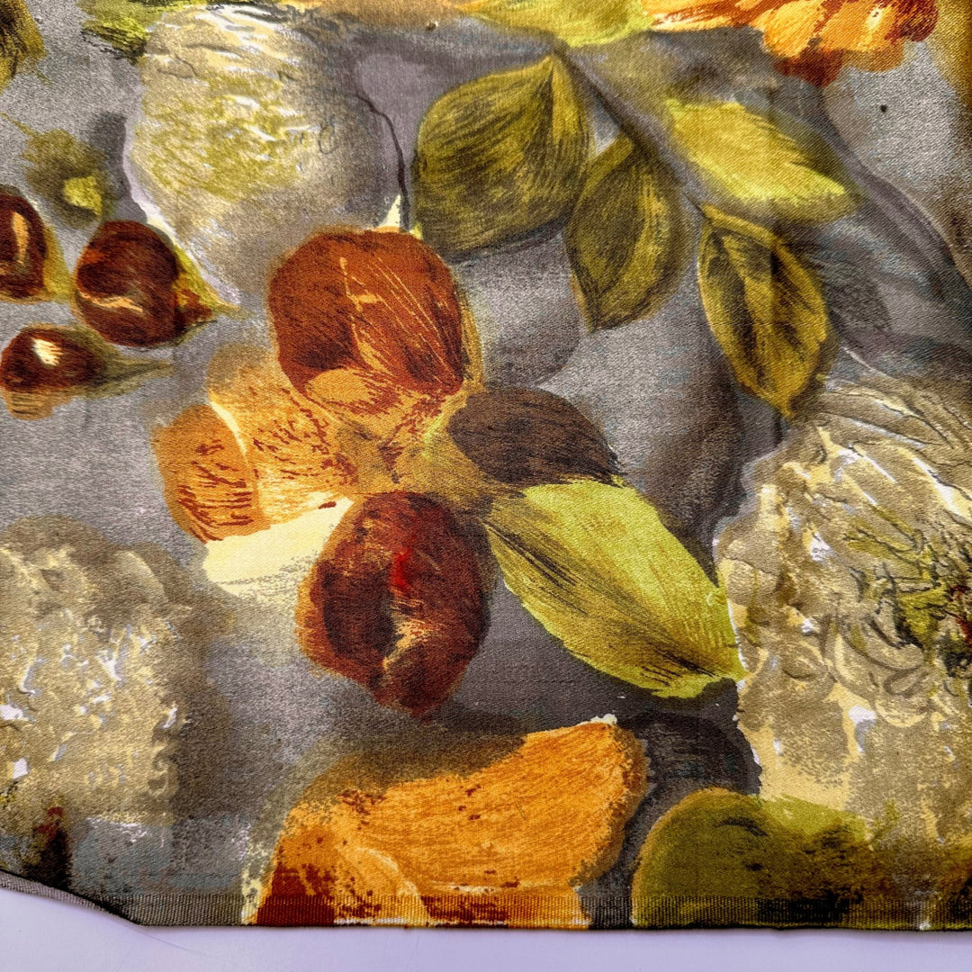 Prepping Produce For Dinner - Cotton Blend Woven - Light Green/Orange Floral - 2M Bundle - True Deadstock fabric Fabric by private - Sustainable Textile | FABCYCLE