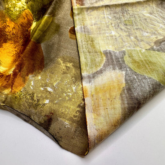 Prepping Produce For Dinner - Cotton Blend Woven - Light Green/Orange Floral - 2M Bundle - True Deadstock fabric Fabric by private - Sustainable Textile | FABCYCLE