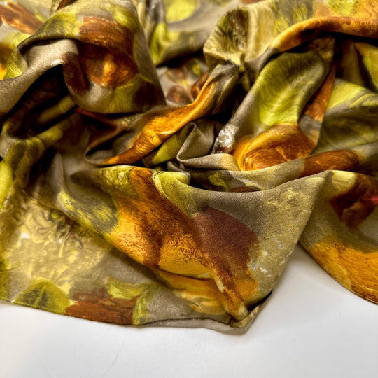 Prepping Produce For Dinner - Cotton Blend Woven - Light Green/Orange Floral - 2M Bundle - True Deadstock fabric Fabric by private - Sustainable Textile | FABCYCLE