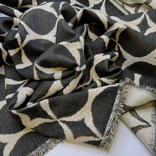 Preserving Food - Polyester Blend Woven - Black/White Geometric - 1.3M Bundle - True Deadstock fabric Fabric by private - Sustainable Textile | FABCYCLE
