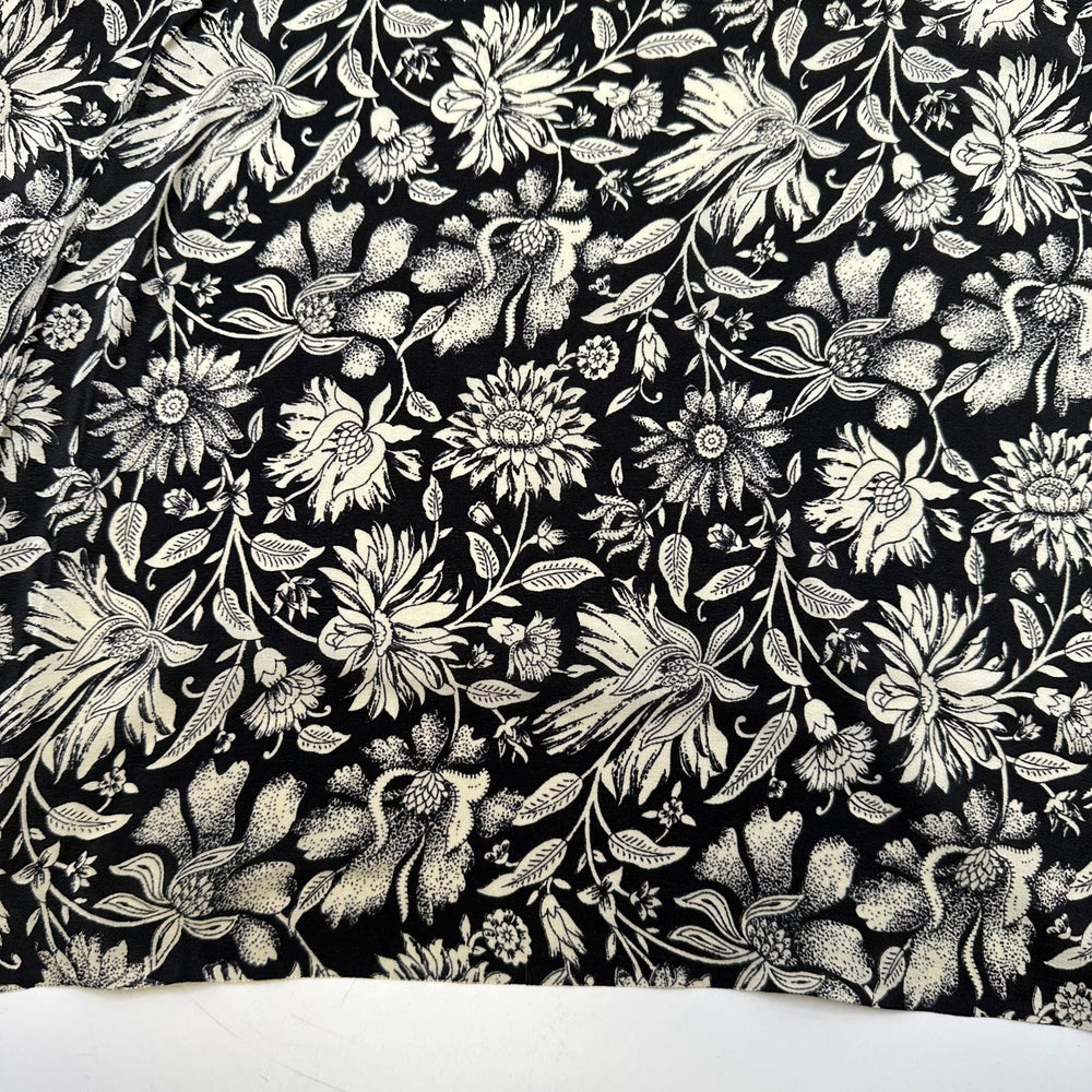 Pressed Flower Shadow Box - Chiffon Silk Woven - Black/Cream Floral - 2.8M Bundle - True Deadstock fabric Fabric by private - Sustainable Textile | FABCYCLE