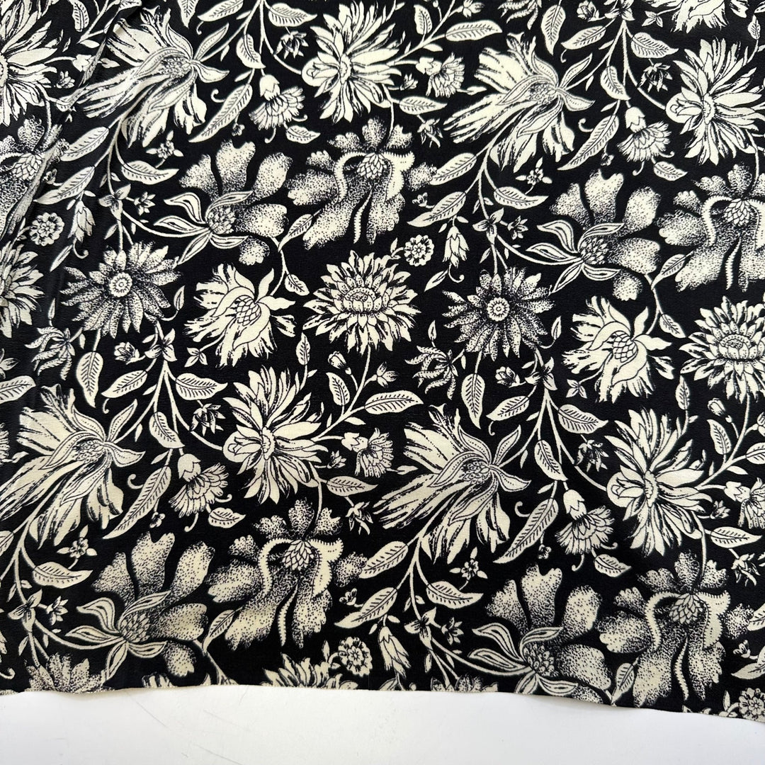 Pressed Flower Shadow Box - Chiffon Silk Woven - Black/Cream Floral - 2.8M Bundle - True Deadstock fabric Fabric by private - Sustainable Textile | FABCYCLE