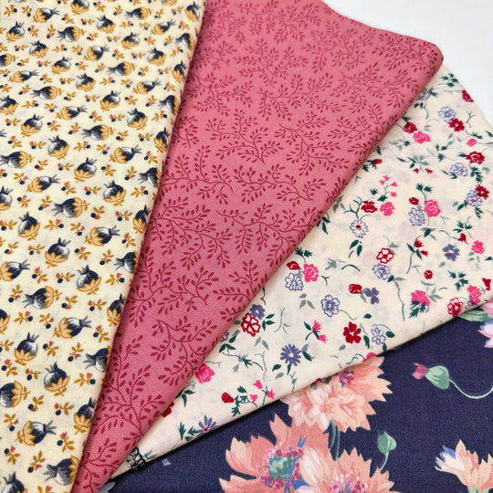 Pressed Flowers - Cotton Woven - Cream/Pink Floral - 4 Pack - True Deadstock fabric Fabric by private - Sustainable Textile | FABCYCLE