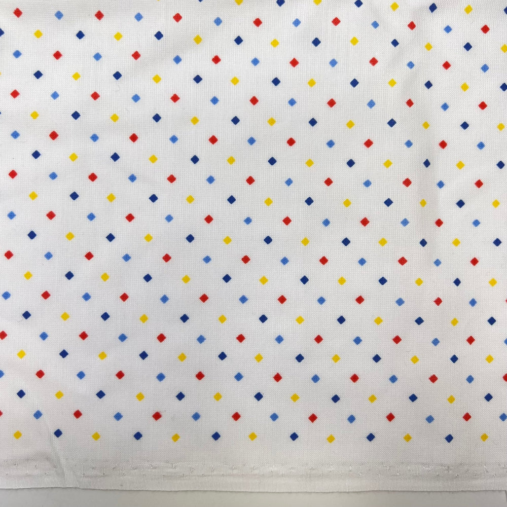 Primary Colours - Polyester Blend Woven - White Multi Geometric - 2.2M Bundle - True Deadstock fabric Fabric by private - Sustainable Textile | FABCYCLE