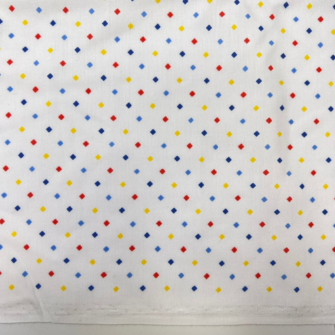 Primary Colours - Polyester Blend Woven - White Multi Geometric - 2.2M Bundle - True Deadstock fabric Fabric by private - Sustainable Textile | FABCYCLE