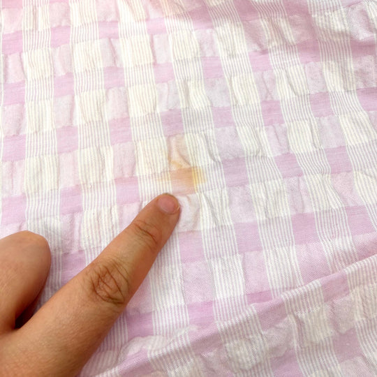 Princess Picnic - Seersucker Cotton Woven - Pink/White Plaid - 1.55M Bundle - True Deadstock fabric Fabric by private - Sustainable Textile | FABCYCLE